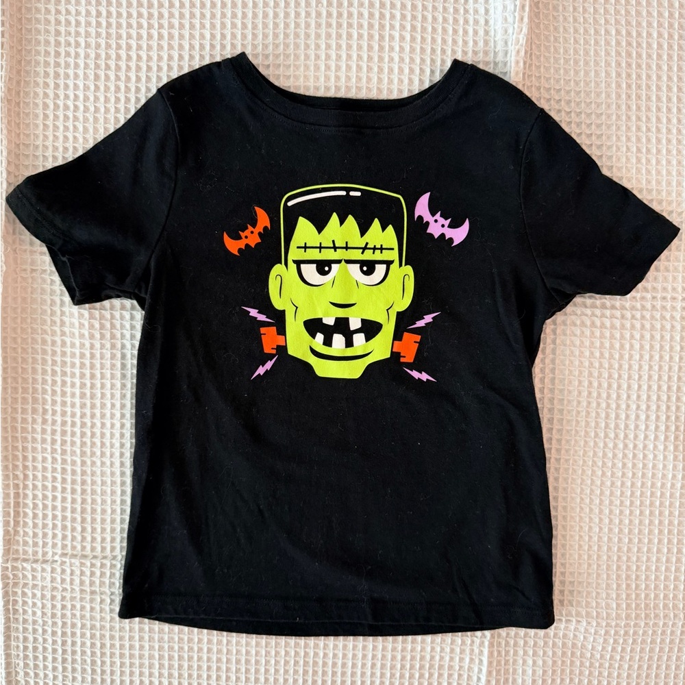 Kids Black Halloween Frankenstein Graphic Tee